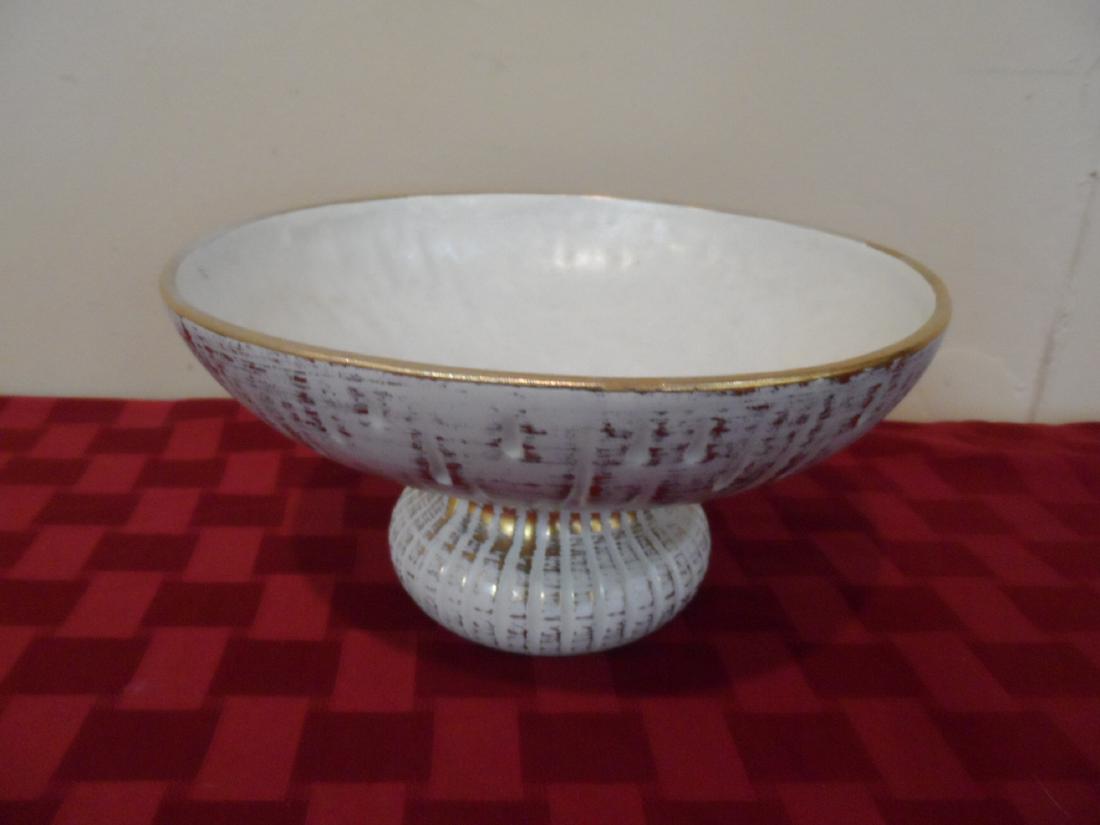 1950 Royal Haeger Bowl Tweed Pattern 22 Karat Gold